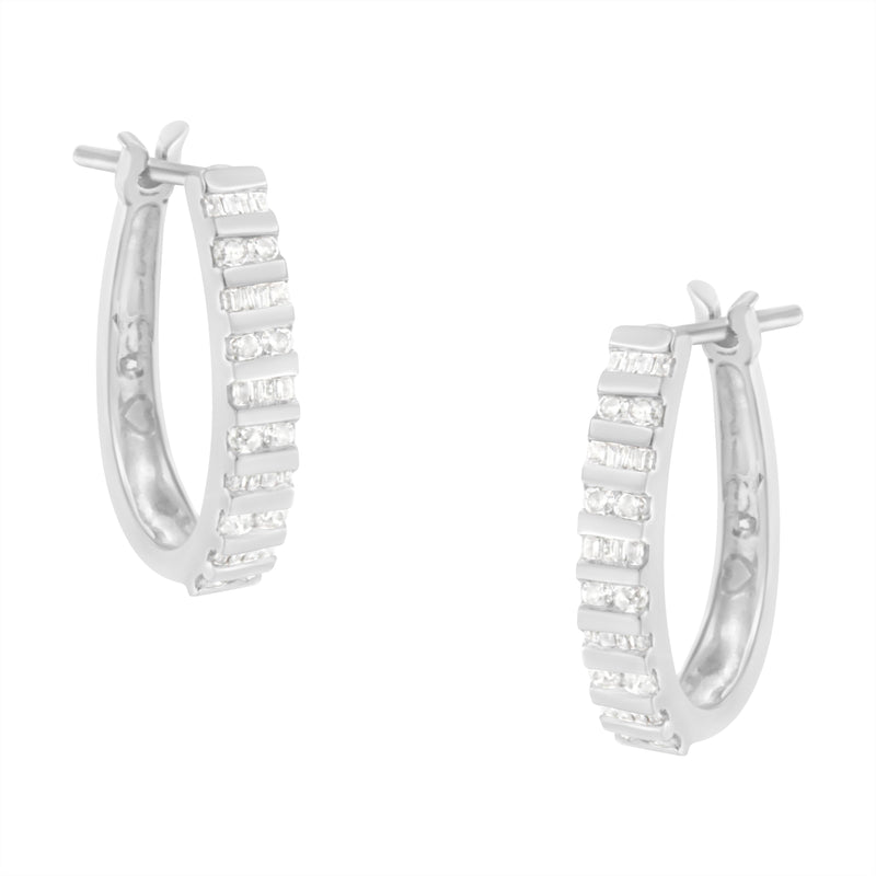10k White Gold 1ct TDW Diamond Hoop Earrings(I-J I2-I3)