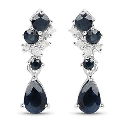 1.41 Carat Genuine Multi Stone .925 Sterling Silver Earrings