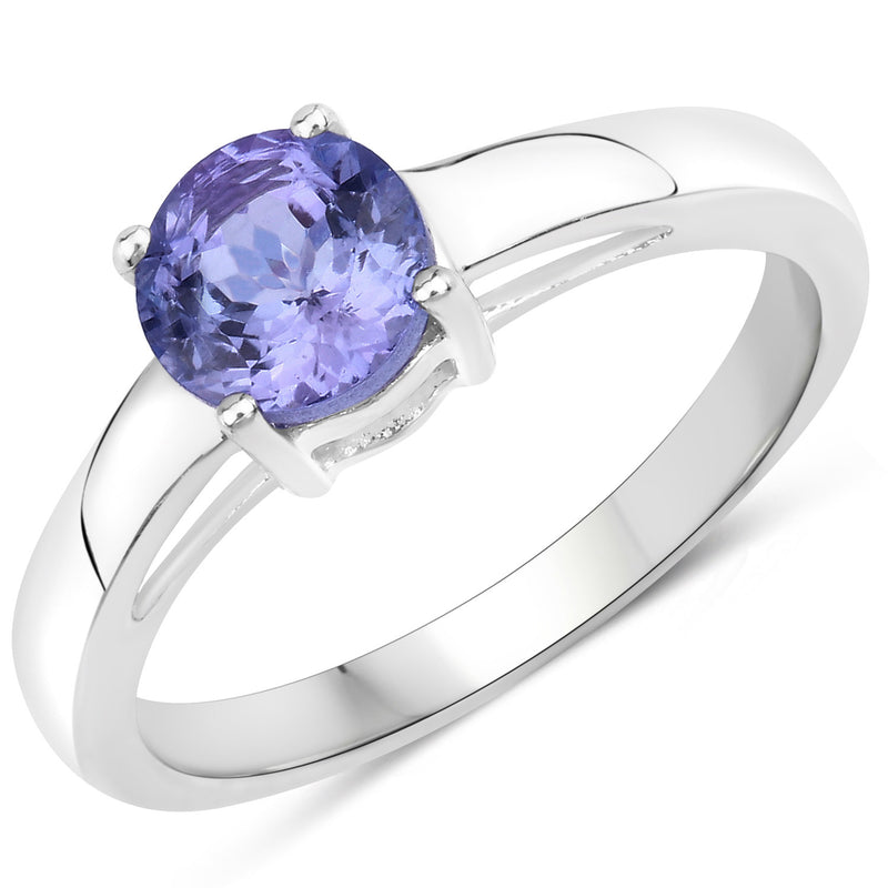 0.95 Carat Genuine Tanzanite .925 Sterling Silver Ring