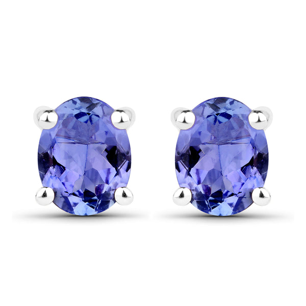 0.66 Carat Genuine Tanzanite 14K White Gold Earrings