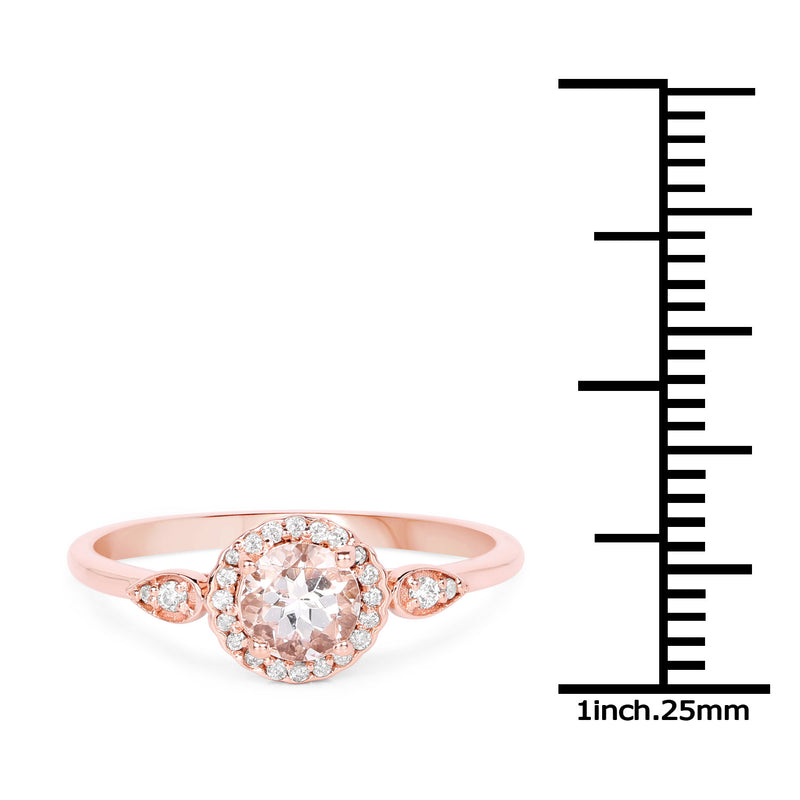 0.50 Carat Genuine Morganite and White Diamond 14K Rose Gold Ring