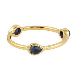 Sapphire Three-Stone Ring 10k Yellow Gold Jewelry