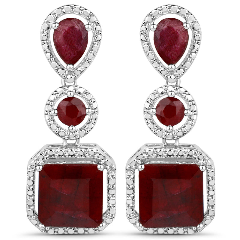 11.34 Carat Dyed Ruby .925 Sterling Silver Earrings