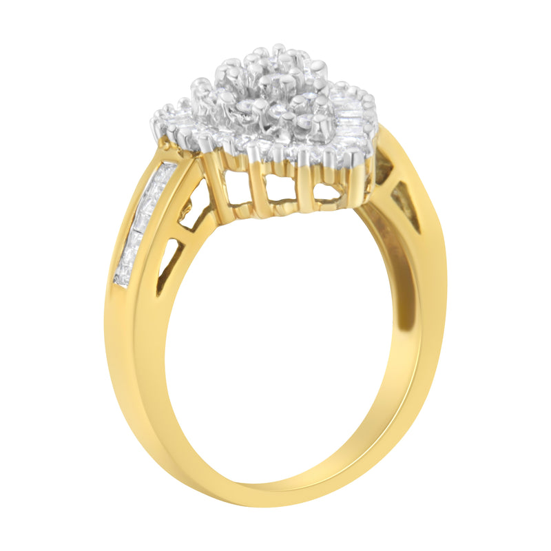 10kt Yellow Gold 3/4ct TDW Diamond Cluster Ring (H-II1-I2)