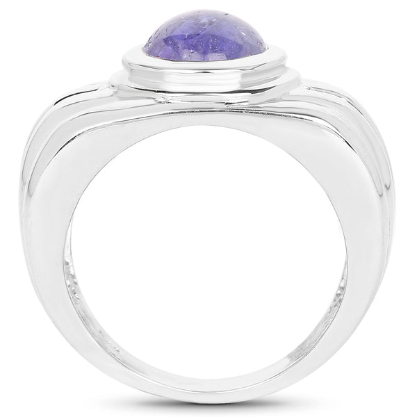 3.55 Carat Genuine Tanzanite .925 Sterling Silver Ring