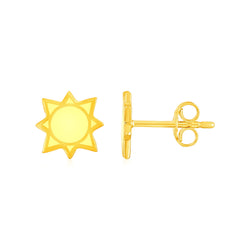 14k Yellow Gold and Enamel Yellow Sunburst Stud Earrings