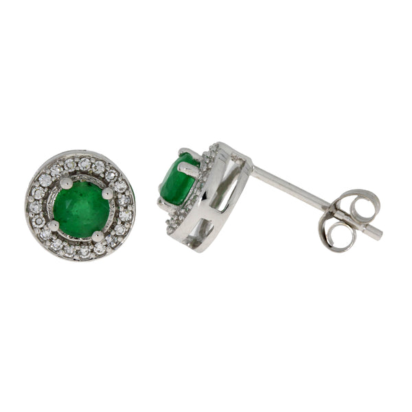 .68ct Emerald Diamond Stud Earrings 14KT White Gold