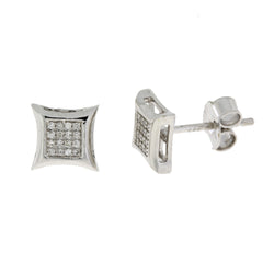 Genuine .06ct Diamond Stud Earrings 14KT White Gold