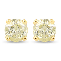 1.02 Carat Genuine LB Diamond 14K Yellow Gold Earrings