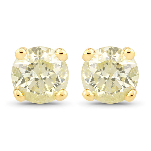 1.02 Carat Genuine LB Diamond 14K Yellow Gold Earrings