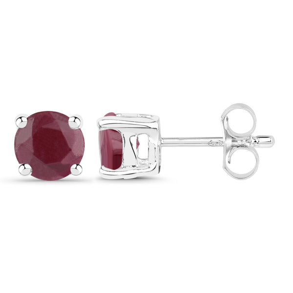 1.10 Carat Genuine Ruby .925 Sterling Silver Earrings