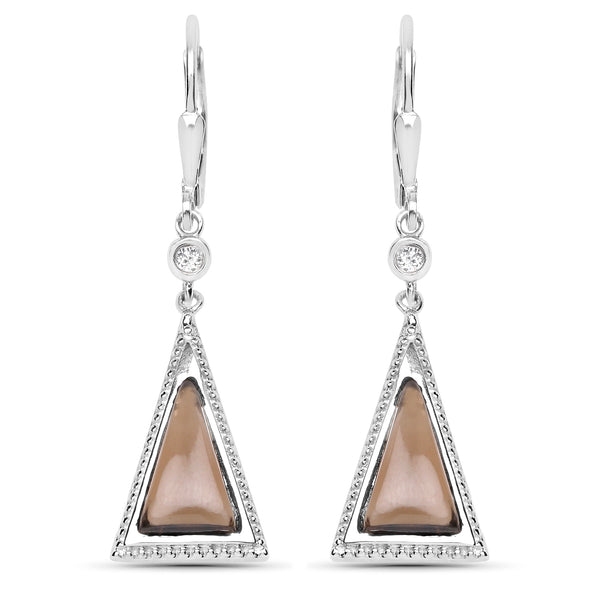 2.88 Carat Genuine Smoky Quartz and White Topaz .925 Sterling Silver Earrings