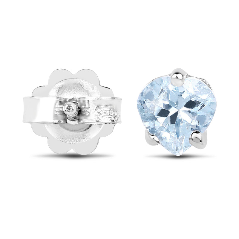 0.66 Carat Genuine Aquamarine .925 Sterling Silver Earrings