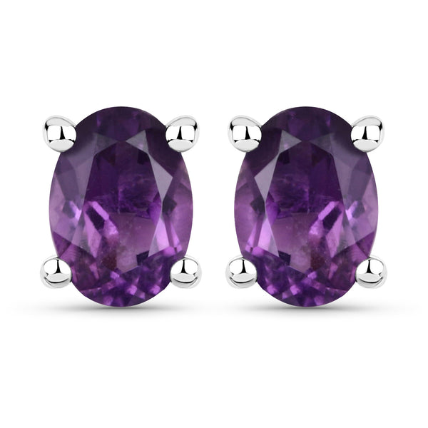 1.56 Carat Genuine Amethyst .925 Sterling Silver Earrings