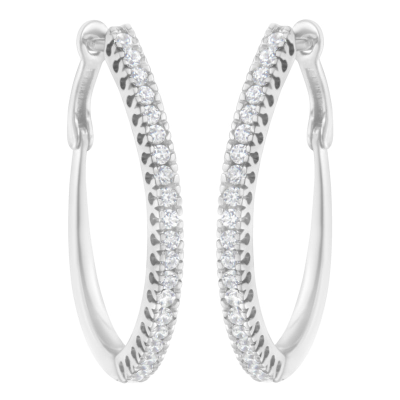 10KT White Gold 1/2 cttw Diamond Hoop Earrings (I-J, I2-I3)