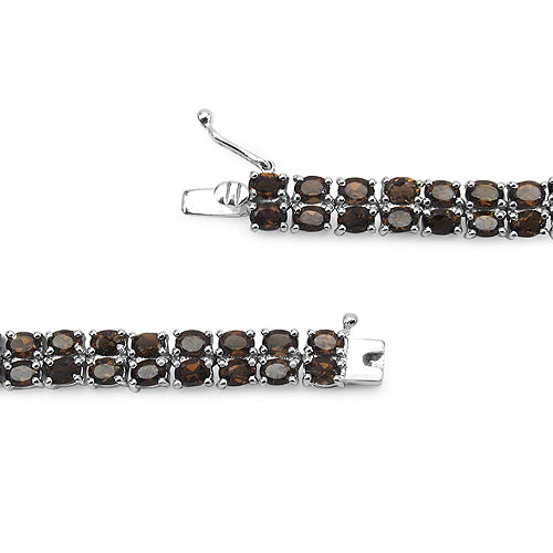 11.40 Carat Genuine Smoky Quartz .925 Sterling Silver Bracelet