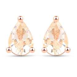 1.10 Carat Genuine Morganite .925 Sterling Silver Earrings