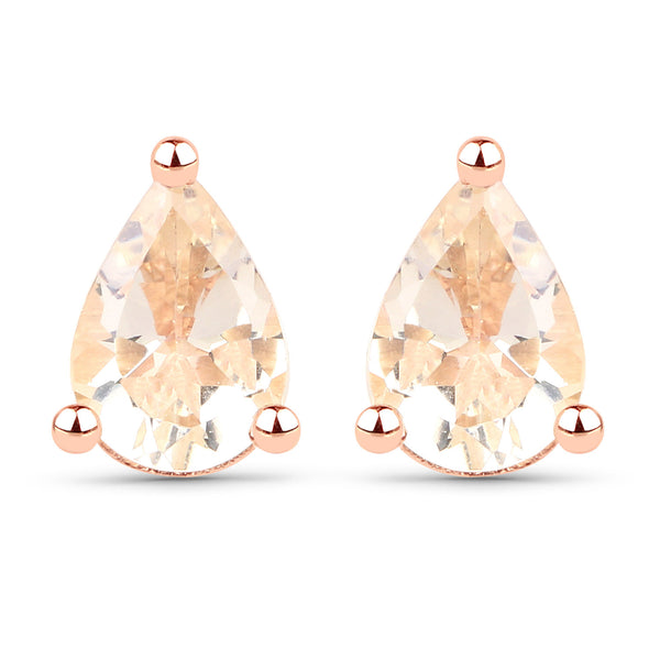 1.10 Carat Genuine Morganite .925 Sterling Silver Earrings