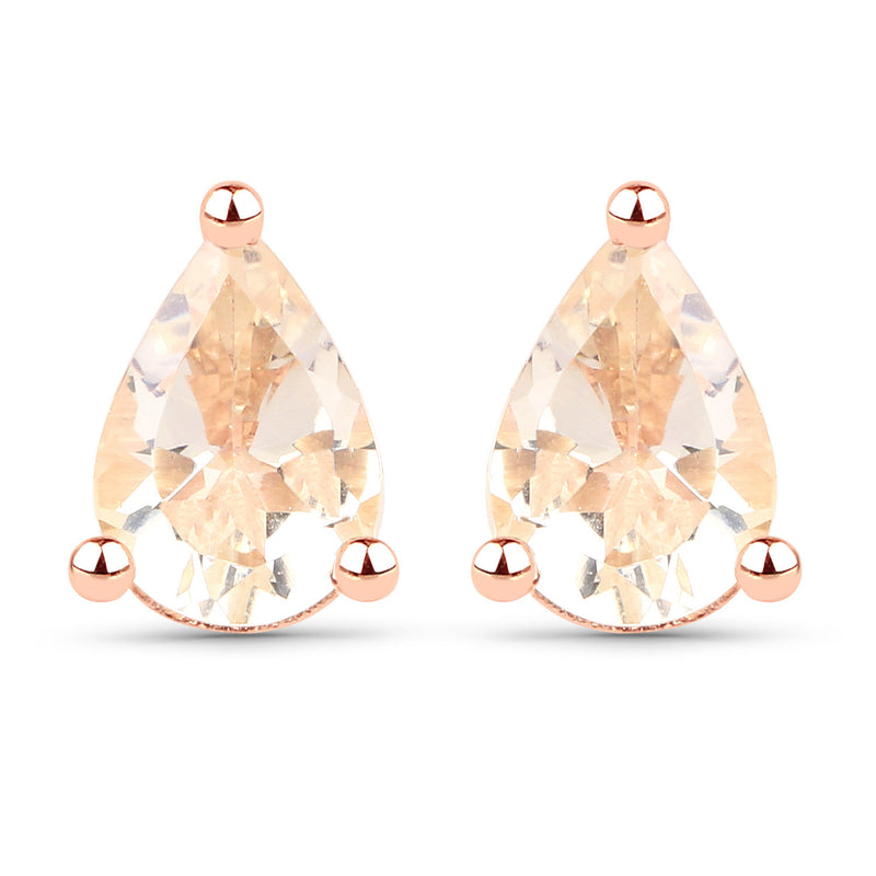 1.10 Carat Genuine Morganite .925 Sterling Silver Earrings