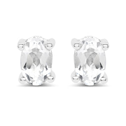 1.10 Carat Genuine White Topaz .925 Sterling Silver Earrings