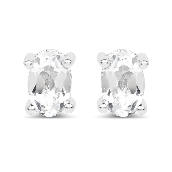 1.10 Carat Genuine White Topaz .925 Sterling Silver Earrings