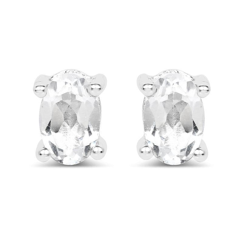 1.10 Carat Genuine White Topaz .925 Sterling Silver Earrings