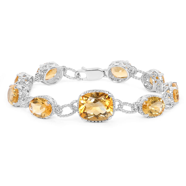 18.40 Carat Genuine Citrine .925 Sterling Silver Bracelet