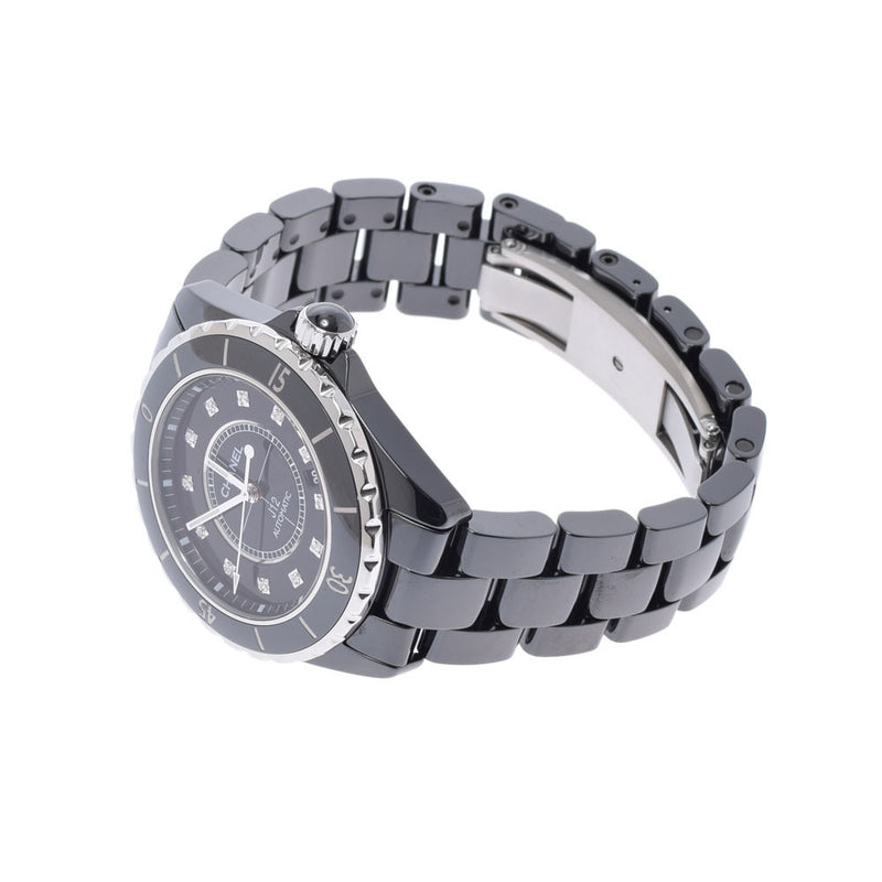 CHANEL J12 38mm 12P diamond H1626 mens black ceramic / SS watch self-winding dial