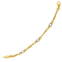 14k Two-Tone Yellow and White Gold Gourmette Bracelet with Links