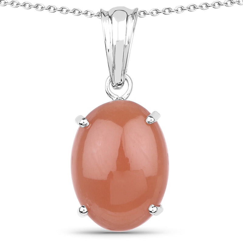 8.35 Carat Genuine Peach Moonstone .925 Sterling Silver Pendant
