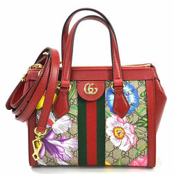 Gucci Handbag Shoulder Bag 2Way Offdia GG Flora Small Tote Red Multicolor Supreme Canvas Leather Ladies 547551