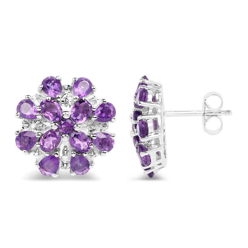 3.80 Carat Genuine Amethyst .925 Sterling Silver Earrings