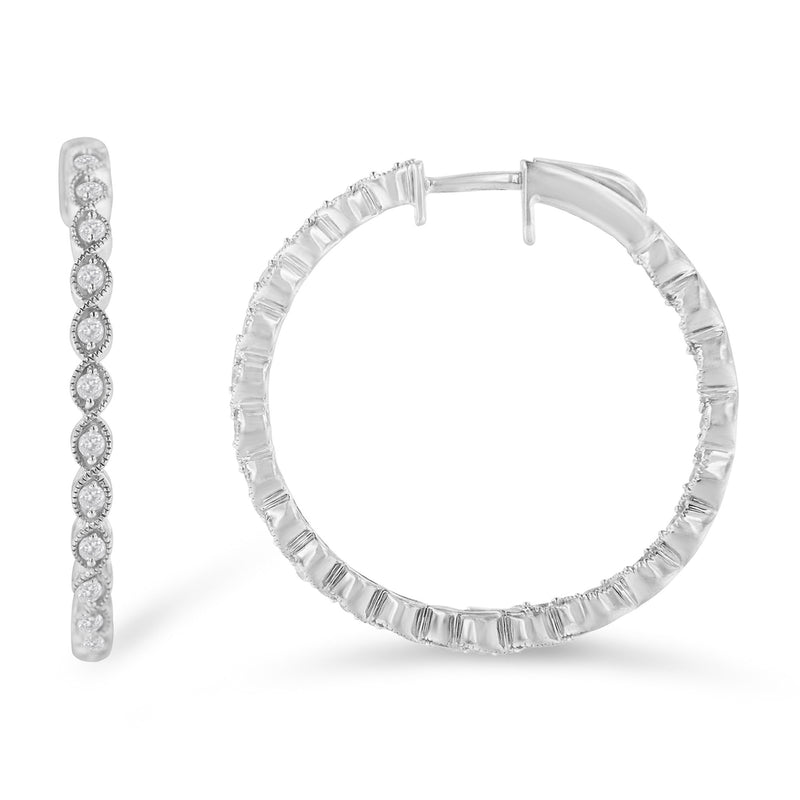 Sterling-Silver Diamond Hoop Earring (3/4 cttw, I-J Color, I3 Clarity)