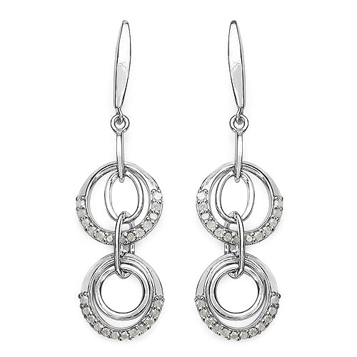 0.50 Carat Genuine White Diamond .925 Sterling Silver Earrings