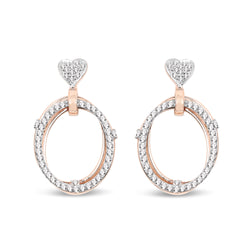 0.74 Carat Genuine White Diamond 14K Rose Gold Earrings (G-H Color, SI Clarity)