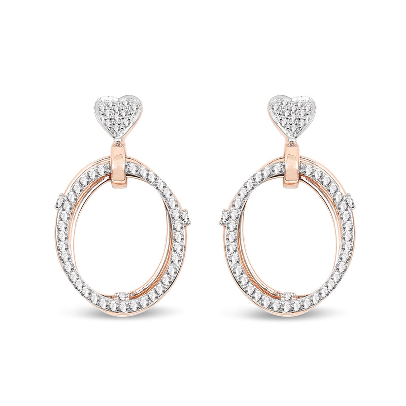 0.74 Carat Genuine White Diamond 14K Rose Gold Earrings (G-H Color, SI Clarity)