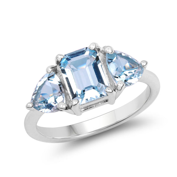 3.45 Carat Genuine Blue Topaz .925 Sterling Silver Ring