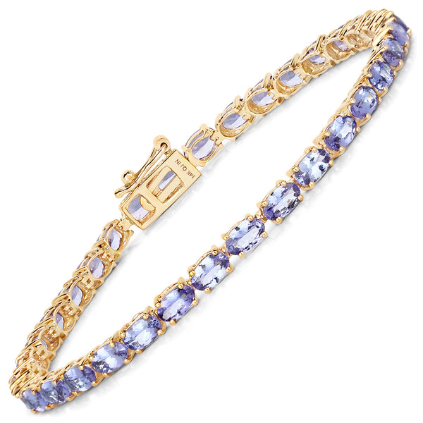 7.07 Carat Genuine Tanzanite 14K Yellow Gold Bracelet