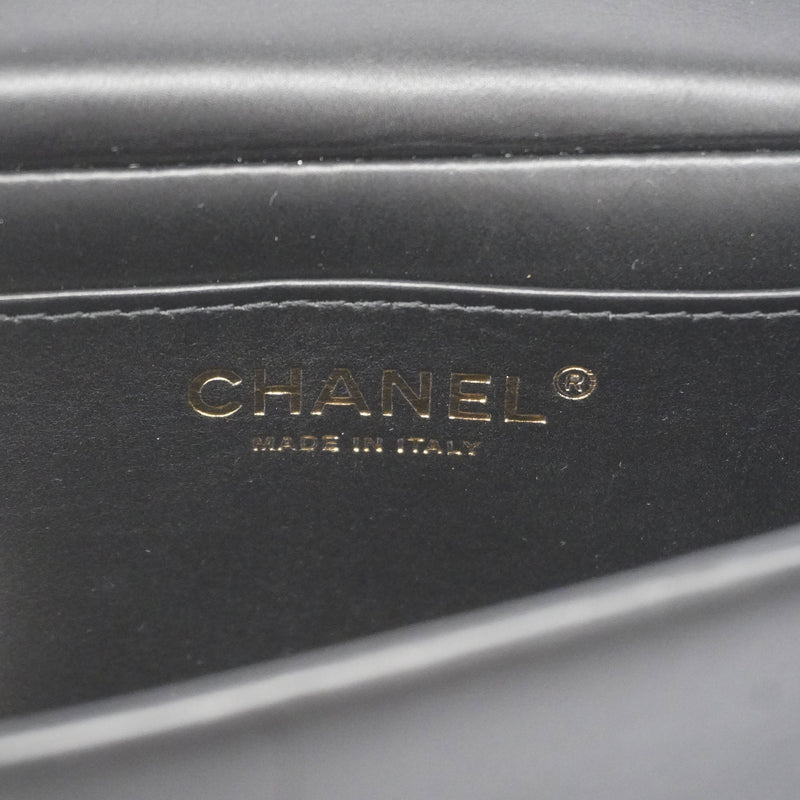 Auth Chanel Matelasse Chain Shoulder Womens Leather Shoulder Bag Black