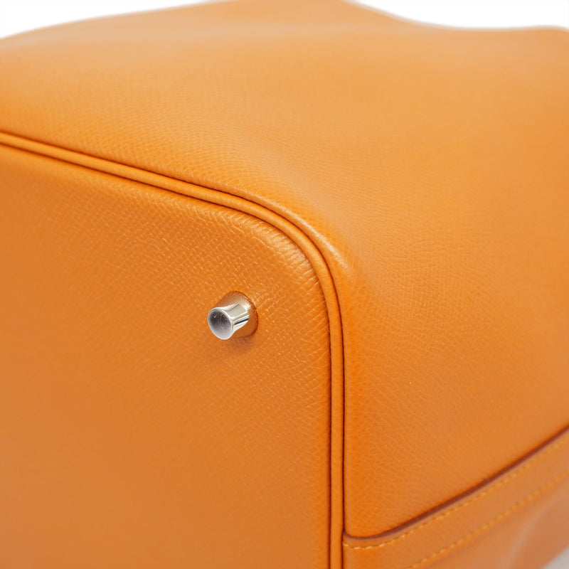 Auth Hermes Handbag Picotan Lock MM C Engraved Epson Gold / Kure / Black Silver Metal