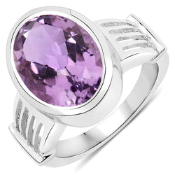 4.90 Carat Genuine Amethyst .925 Sterling Silver Ring