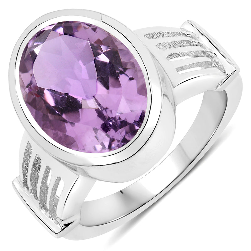 4.90 Carat Genuine Amethyst .925 Sterling Silver Ring