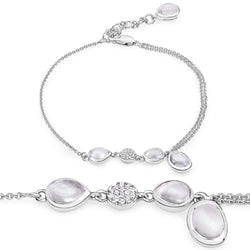 3.78 Carat Genuine Crystal Quartz and White Topaz .925 Sterling Silver Bracelet