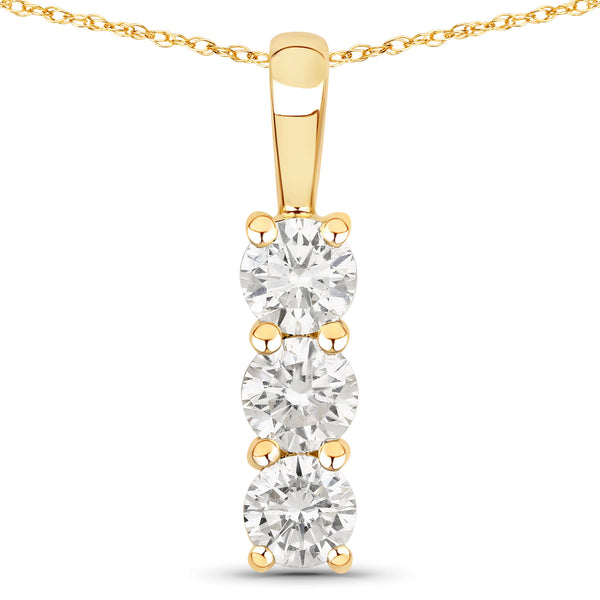 0.75 Carat Genuine Lab Grown Diamond 14K Yellow Gold Pendant