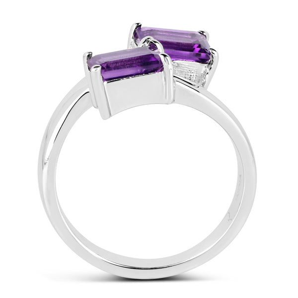 1.90 Carat Genuine Amethyst .925 Sterling Silver Ring