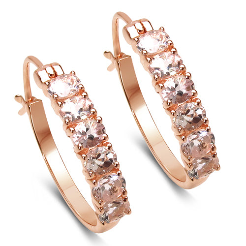 14K Rose Gold Plated 1.80 Carat Genuine Morganite .925 Sterling Silver Earrings