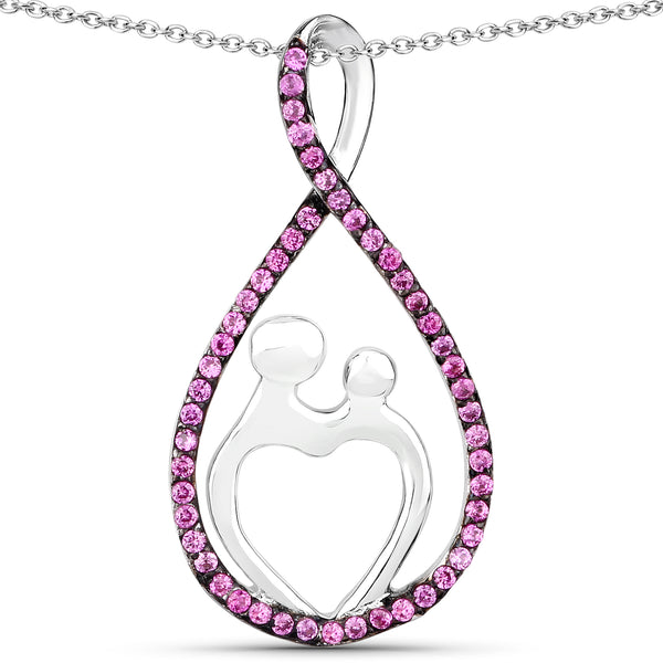 0.50 Carat Created Ruby .925 Sterling Silver Pendant