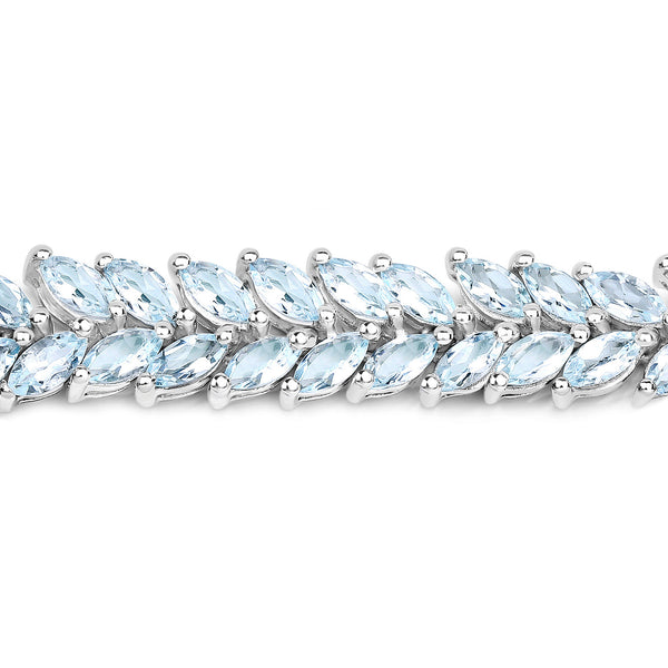 10.12 Carat Genuine Aquamarine .925 Sterling Silver Bracelet