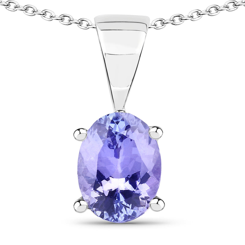 1.15 Carat Genuine Tanzanite .925 Sterling Silver Pendant