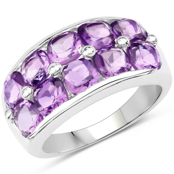 4.20 Carat Genuine  Amethyst .925 Sterling Silver Ring